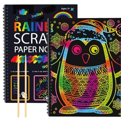 China USA Rainbow Magic Scratch Art Paper Sprial Notebook for sale