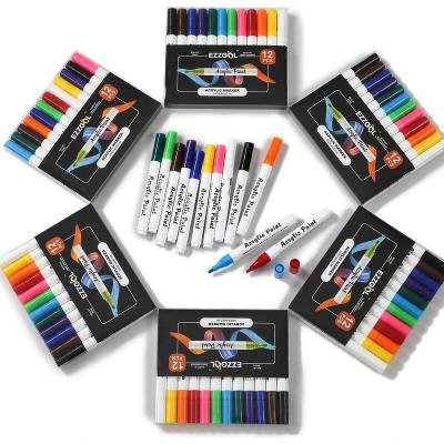 China Fashion 24 Color Assorted Acrylic Paint Water Based Permanent Markers for Rocks, Canvas, Glass, Pottery, Plastic for sale