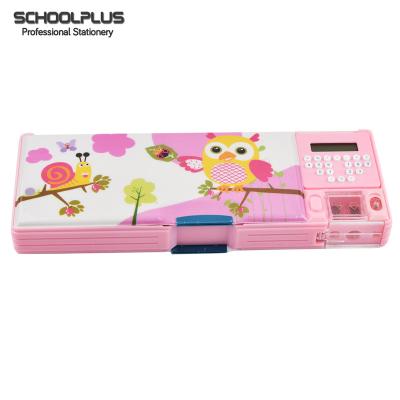 China Large Capacity Factory Direct Animal Printing Calculator Pencil Case For Kids for sale