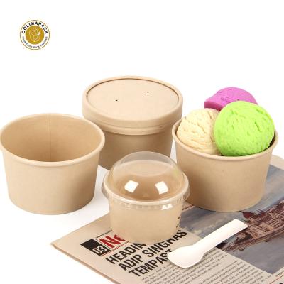 China Wholesale Takeaway 4oz 6oz Ice Cream Paper Cup Disposable Eco Friendly Custom Bamboo Paper Containers for sale