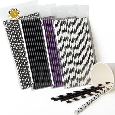 China Disposable black tropical paper straws for drinking for sale