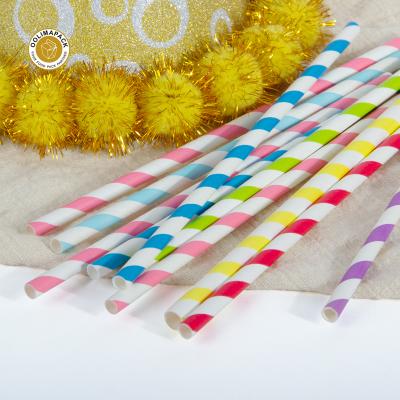 China Hot Selling Disposable Straw Biodegradable Striped Paper Straw for Beverage for sale