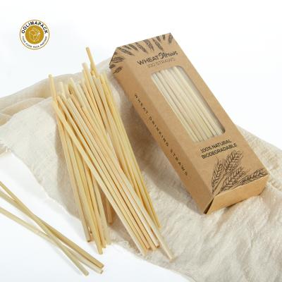 China Eco Wheat Straws Biodegradable Natural Stem 20cm Disposable Reusable Drinking Drinking Straws for sale