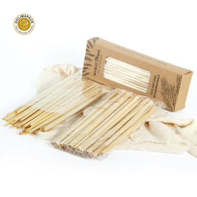 China Disposable Biodegradable Straw Wheat Straw Biodegradable Straws 100pcs Organic Compostable Drinking Straw for sale