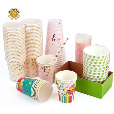 China Disposable PE Coated Single Wall Water Tea Coffee Drinking Party Paper Cups For Birthday Weeding for sale