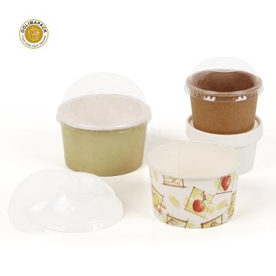 China Disposable Disposable Yogurt Paper Cup Ice Cream Takeout Cups With Dome Lid Wholesale for sale