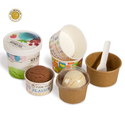 China Disposable Custom Paper Ice Cream Cups Perfect For Eating Frozen Desserts Hot Ice Cream Frozen Yogurt Cereal Soups Yogurt for sale