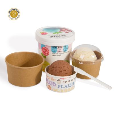 China Disposable Custom Ice Cream Cup With Spoon Eco Friendly Ice Cream Cups With Plastic Lid Wholesale Paper Cup For Ice Cream for sale