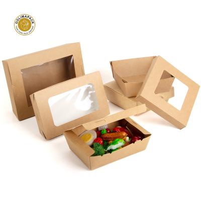 China Hot Selling Disposable Wholesale Disposable Salad Box Paper Salad Packaging Box Custom Logo Printing Salad Packaging Box for sale