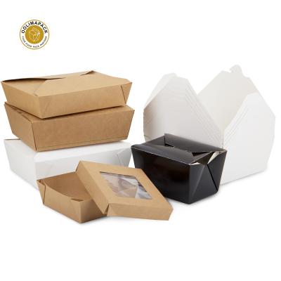 China Custom Disposable Removal The Leak And Grease Resistant Food Containers Delivery Packaging For Paper Bento Box Restaurant, Catering And Party for sale