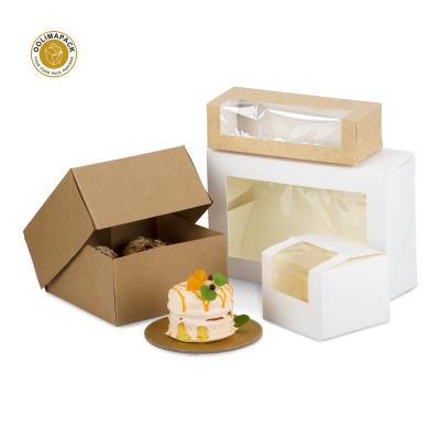 China Custom Printed Disposable Cardboard Cake Box Disposable Packaging With Window And Handle For Christmas Cupcakes, Cookies, Brownies, Donuts for sale