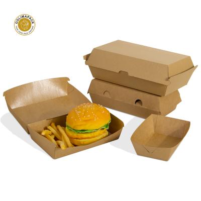 China Custom Disposable Disposable Cardboard Hamburger Takeaway Hamburger Cardboard Box Food Grade Paper Hamburger Packaging Box for sale