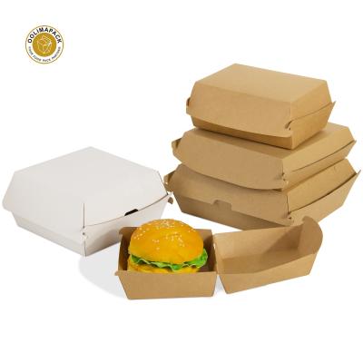 China Disposable Food Packaging Disposable Fast Design Disposable Hamburger Custom Box for sale