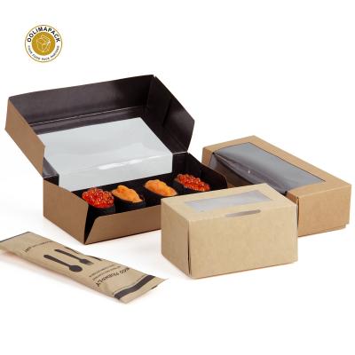 China Custom Printed Disposable Fruit Paper Package Sushi Box Eco - Friendly Eco - Friendly Packaging With Window for sale