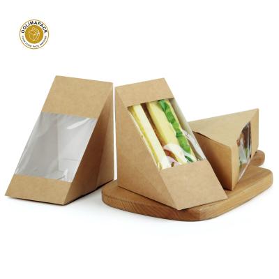 China Wholesale Eco Friendly Compostable Disposable Sandwich Box Foldable Paper Packaging Customization Disposable Sandwich Paper Box for sale