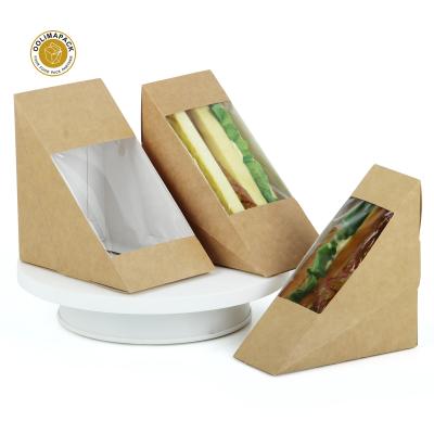 China Hot Selling High Quality Disposable 100% Biodegradable Custom Food Logo Printing Box Fast Sandwich Paper Cardboard Sandwich Box for sale