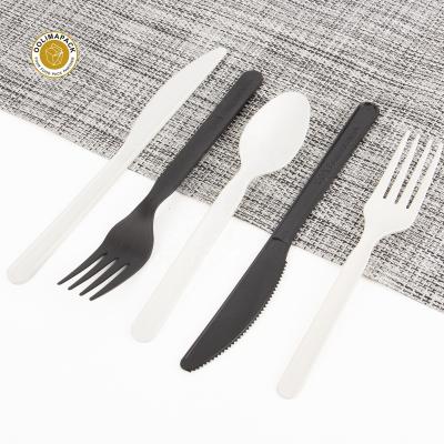 China 160 100% Biodegradable Disposable Forks Spoons Knives Cpla Cutlery Set With Napkin for sale