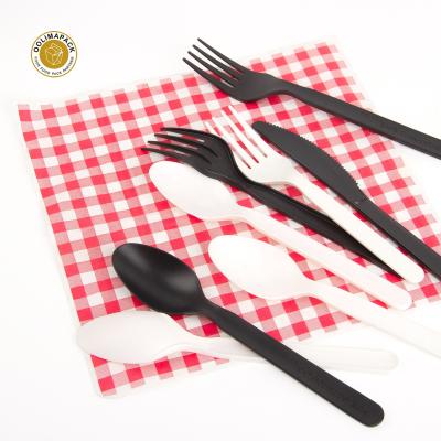 China Disposable Biodegradable Cpla Cutlery China Supply Eco Cpla High Quality Black White Cutlery for sale