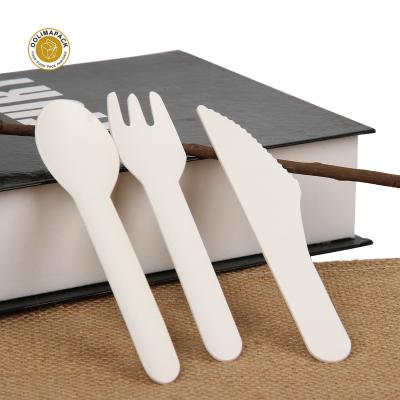 China Wholesale Disposable Take Away Recycled Biodegradable Paper Cutlery Knife Fork And Spoon Set for sale