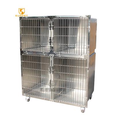 China 304 Stainless Steel EURPET Hospital Medical Equipment Stainless Steel Veterinary Cages Control Oxygen Cage For Dog Cat Vet Clinic for sale