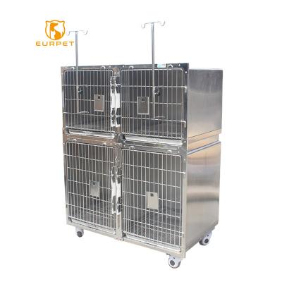 China 304 High Quality Stainless Steel EURPET Vet Cages Stainless Steel Oxygen Dog Cage Oxygen Pet Animal Cage for sale