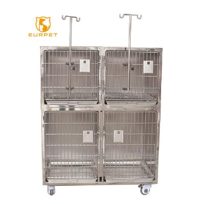 China 304 High Quality Stainless Steel EURPET Cage Veterinary Medical Animal Vet Cage Veterinary Cages For Dog Cat Vet Clinic for sale