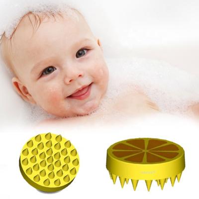 China ORIMY Lemon BPA Free Scalp Scrubber Silicone Baby Scalp Massager Hair Brush Waterproof Shampoo Brush OEM&ODM Cepillos De Limpie 70*27mm for sale