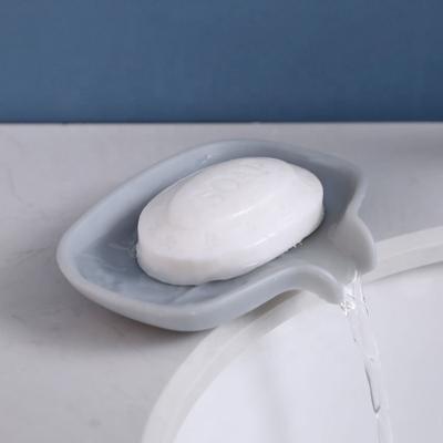 China Wholesale Jabonera OEM ODM Soap Dispenser Silicone Wash Dish 14.5*9.5*1.5cm Travel Modern Dish Shape Waterfall Auto Drain for sale