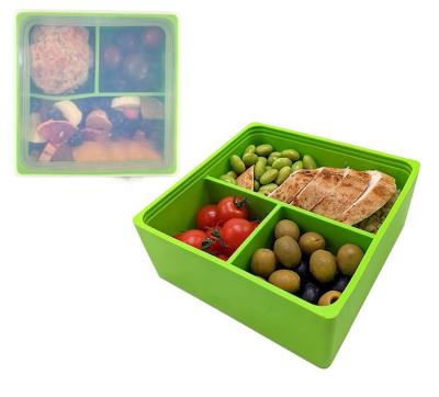 China OEM/ODM Silicone Microwavable Lunch Box 5.5*5.5inch Food Storage Containers for Kids and Adults Meal-prep with Dividers Silicone Lids for sale