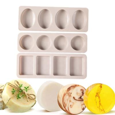 China New Sale DIY Molde de silicona Para Jabon Soap Disposable Hot Handmade Custom Made Mold 4 Cavity Oval Square Circle Silicone Soap Mold OEM ODM for sale