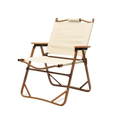 China Contemporary outdoor wood grain aluminum kermit chair portable folding camping chair for sale