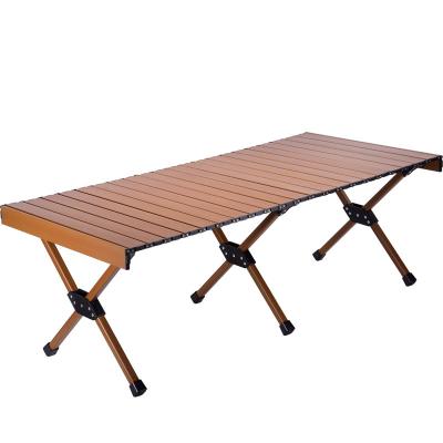 China Solid Wood Folding Picnic Egg Roll Easy Carry Aluminum Outdoor Camping Portable Table for sale