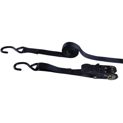 China High Quality Black PE / PP Ratchet Tie Down Battery Tie Down With S Hook For Carrying for sale