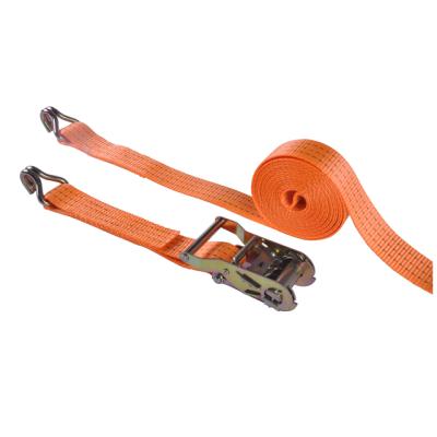 China PE/PP 38mm Ratchet Link Down Strap Set With Double J Hook Link Down Straps For Cargo Lashing for sale