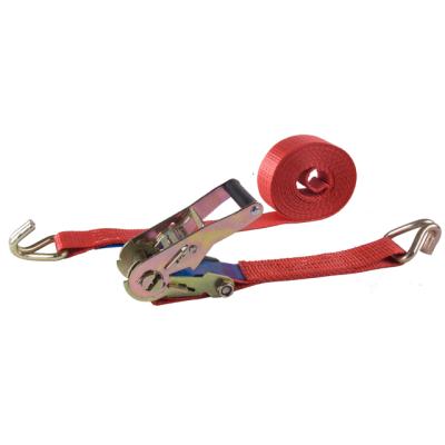 China Doing Cargo Lashing Strap Custom 35mm Red Straps 3000kg Automobile Tie Down With Double J-Hook for sale