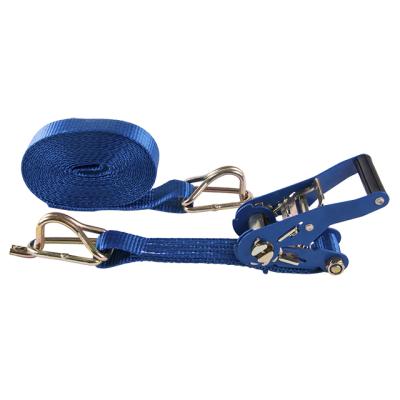 China PE/PP 35mm Ratchet Link Down Strap Set With Double Swan J-Hook Link Down Straps For Cargo Lashing for sale