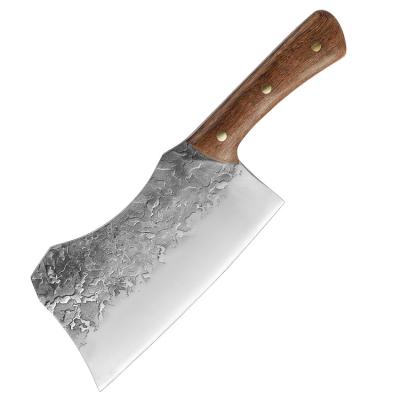 China Viable Hand Forged Cleaver Knife Bone Cutting Heavy Duty 7 Inch High Carbon Steel Meat Butcher Knife Full Tang Chef Knife For Kitchen for sale