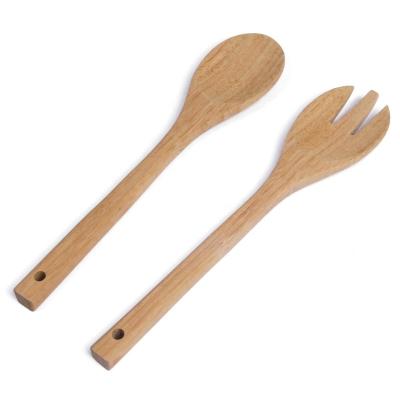 China Sustainable Hot Selling Organic Bamboo Wooden Spoon And Fork Set Salad Servers Utensils For Serving Salad for sale