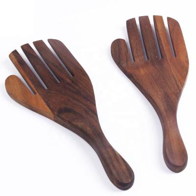 China Fujian factory sustainable salad tossers wooden acacia wood server claws for sale