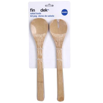 China Sustainable Stylish Durable Bamboo Salad Tools Salad Server Set Salad Serving Spoon for sale