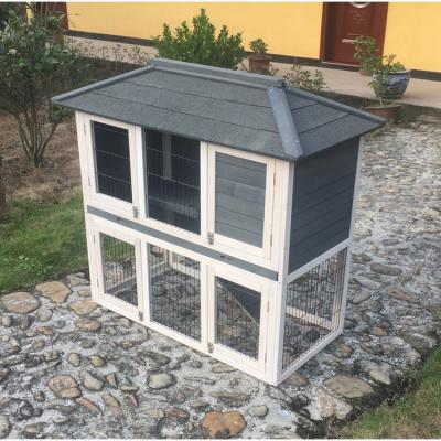 China SDR028 Sustainable Wooden Pet Accessories 2 Story Hutch Designs for sale