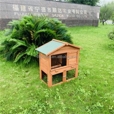 China SDR009-T Sustainable Wooden Rabbit House With Tray For Easy Cleaning for sale