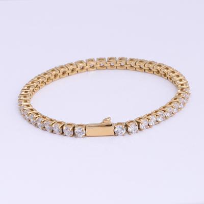 China No Rust And No Allergy Hip Hop Style Iced Out Gold Diamond Tennis Bracelet Natural Jewelry Stainless Steel for sale