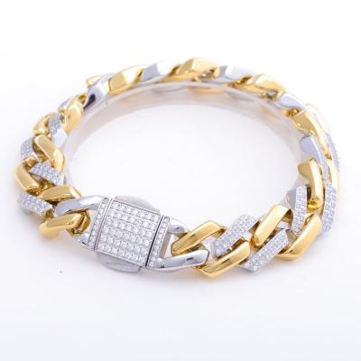 China Hot Sale Hip Hop Cuban Link Men Bracelet Fashion Stainless Steel Bracelet Gold Hand Chain Bracelet Environmental Friendly Gift Jewelry for sale