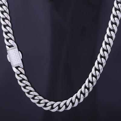 China Hiphop 12mm Stainless Steel Cuban Buckle Designs With Zircon Trendy Hip Hop Miami Chain Cuban Necklace Jewelry Accessories for sale