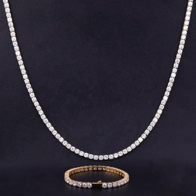 China Casual/Sporty/Office/Career/Hiphop/CLASSIC Luxury Gold/Ice Plated Diamond Tennis Necklace Stainless Steel Natural for sale