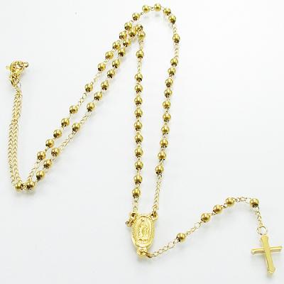 China Religious Gold Plated Rosary Chain Necklace Fashion Rosary Beads Catholic Jewelry for sale