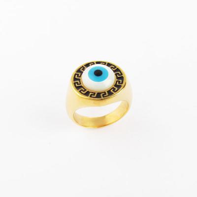 China No Rust And No Allergy Evil Turkish Blue Finger Ring Jewelry Stainless Steel Eyes Gold Plated Ring for sale