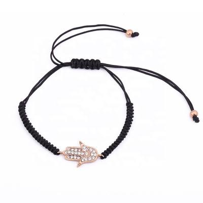 China Casual/Sporty/Office/Career/CLASSIC Adjustable Handmade Braided Bracelet Rose Gold Rhinestone Rope Bracelet Eye Hand Charm Religion for sale