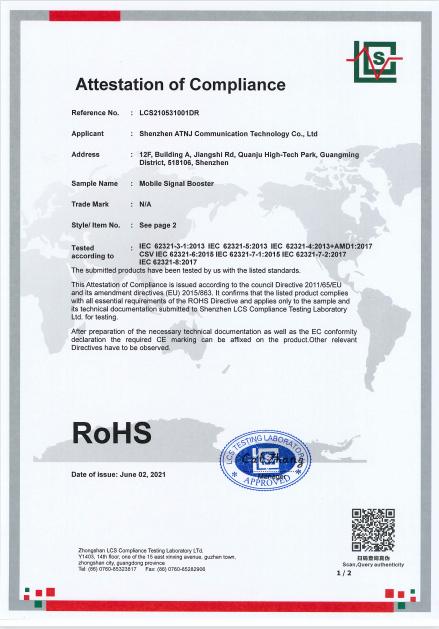 RoHS - Shenzhen Atnj Communication Technology Co., Ltd.